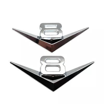 $9.99 • Buy 2Pcs Metal Chrome Silver V8 Engine Vintage Badge V-8 Trunk Car Emblem Sticker