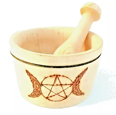 Wooden Wicca Pagan Large Mortar And Pestle Altar Decoration Witchcraft Wicca  • $30