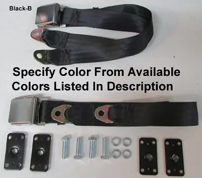 Retro Vintage 2 Point Lap Seat Belts (2) With Retrofit Kit  -Specify Color- 60  • $84.50