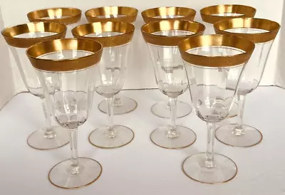 10 Tiffin-Franciscan Minton Rambler Rose Clear Water Goblet Gold Encrusted • $143.75