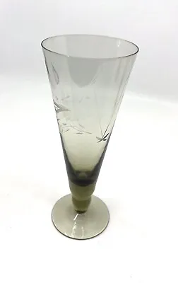 Vintage Etched Champagne/Parfait Glass Harlequin Glass In Smokey Grey MORE AVAIL • $24