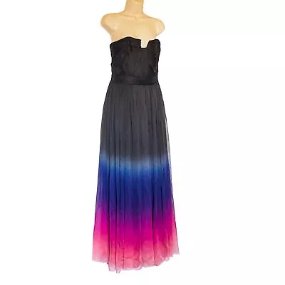 Sexy Silk Chiffon Halston Rainbow Ombré Strapless Gown Vintage Style Prom Dress • $113.40