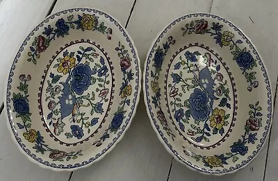 2 X Vintage Mason's Patent Ironstone Regency Pattern Oval Serving Dish Bowl • £15