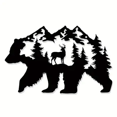 Black Rustic Bear Metal Wall Decor Forest Art For Cabin Living Room Bedroom NEW • $15.99