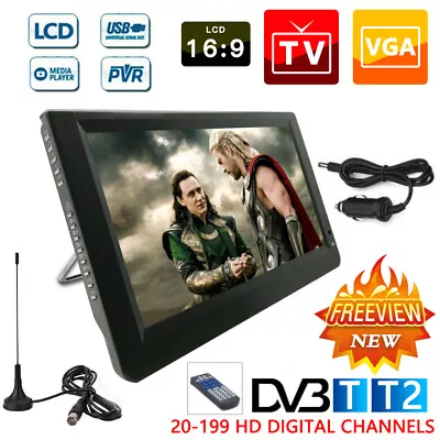 Freeview 1080P HDMI HD 14'' Portable TV Digital Television Player PVR/USB 12V • £98.99