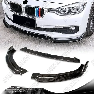 For 2013-2018 BMW F30 3-Series Base Real Carbon Fiber Front Bumper Body Lip 3PC • $374.14