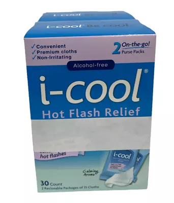 I-Cool Hot Flash Relief With 2 On The Go Purse Packs 15 Count Each (30Count) NEW • $13.99