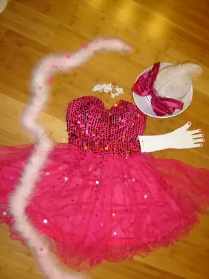 $75.90 • Buy Barbie Pink Ringmaster Circus Performer Costume Women’s Sz. S  Sequin Dress Boa