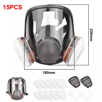 6800 Full Face Gas Mask 15 In 1 Chemical Vapor Paint Spray 95% Filter Respirator • £16.99