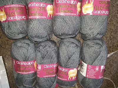 Cleckheaton Country Heather Pure New Wool  8 X 50g Balls 8 Ply - Knitting Grey • $50