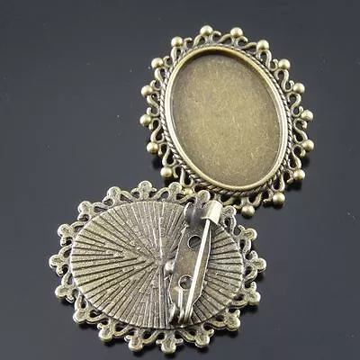£3.84 • Buy 5pc Retro Bronze Cabochon Cameo Setting Bezel Base Brooch Jewellery 25*18mm Tray