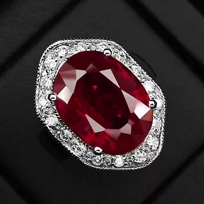 Charming Deep Red Ruby Oval Rare 16.70Ct 925 Sterling Silver Handmade Gold Rings • $34.99