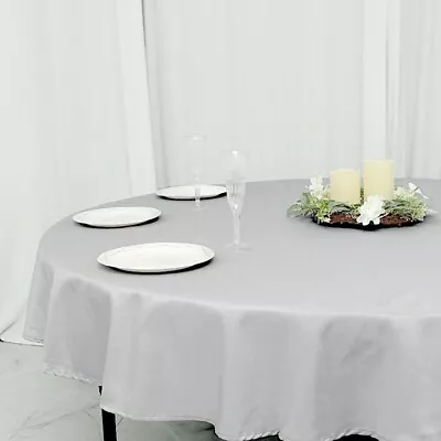 Silver ROUND 70  POLYESTER TABLECLOTH Wedding Catering Kitchen Linens Ceremony • $8.50