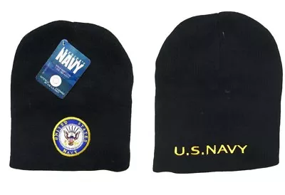 8  U.S. Navy USN Emblem Military Black Embroidered Beanie Skull Cap Hat  • $9.88