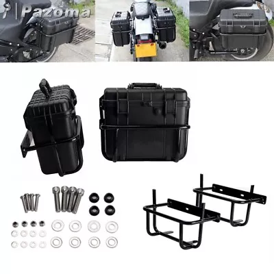 Motorcycle Trunk Side Box Toolbox Luggage Side Case Black Left Right Side Box • $498.23