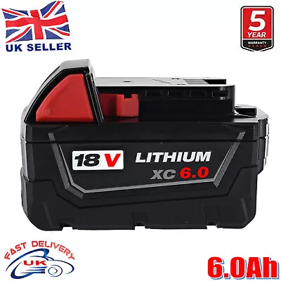 £21.49 • Buy 18 Volt 6.0Ah For Milwaukee M18B M18B5 18V Lithium Battery M18 M18B6 48-11-1850