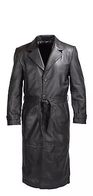 Mens Black Lambskin Classic Leather Trench Coat  Mlc1 • $275.49