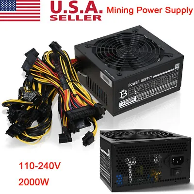 $99.99 • Buy Mining Power Supply 1800W 2000W PSU 8 Graphics GPU BTC ETH Rig Ethereum Miner