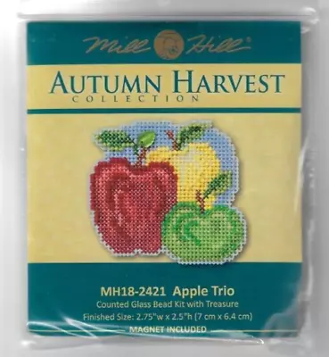 Apple Trio Autumn Harvest Collection Glass Bead Kit Mill Hill Cross Stitch • $16