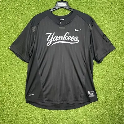 New York Yankees Shirt Men Large Black Nike Dri Fit V Neck MLB Baseball Tee • $14.99