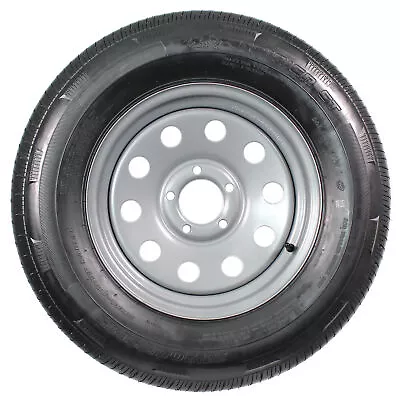 Radial Trailer Tire On Rim ST205/75R15 Load C 5 Lug Silver Modular Wheel • $138.97