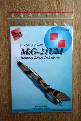 MiG-21UM Croatian Air Force 032001 Ze-Ro Decals 1:32 Model Decals • $13.30