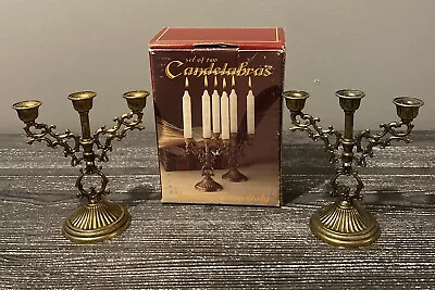 2 Vintage Mini Brass Metal Interpur Candelabra Candle Holder Made In Italy 5” • $35