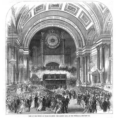 £11.99 • Buy LEEDS Royal Visit; Mayors Ball At The Town Hall - Antique Print 1868