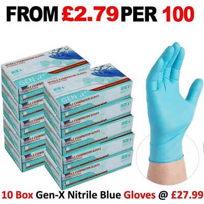 100 DISPOSABLE NITRILE GLOVES POWDER LATEX FREE BLUE Medical S/M/L/XL 1000 2000 • £1.99