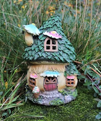 Garden Ornament Fairy Blue Chimney House Solar Decorative Ornament Secret Gift • £11.95