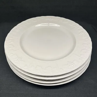 Franco Giorgi By QUADRIFOGLIO White Embossed 10” Dinner Plates Italy (Set Of 4) • $27