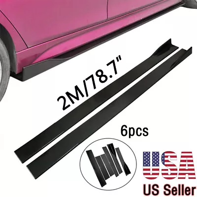 78.7'' Side Skirts Extension Rocker Panel Splitter Glossy Black For Ford Mustang • $38.90