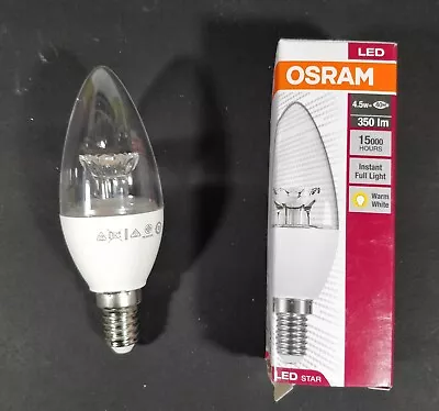 1 X 4W LED Candle Bulbs Lamps E14 Small Screw Warm White 2700K SES Clear - Osram • $15.76