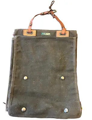 Original French Army Map Holder Bag Green Brown Leather Strap INDOCHINA/ALGERIAN • $49.89