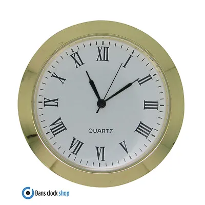 New Quartz Bezel Clock Movement Insert Gold With Black Roman Numerals 23mm-55mm • £9.99