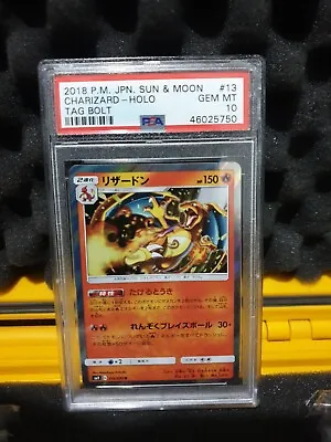 Pokemon Card Psa 10 Gem Mint Charizard Japanese Tag Bolt 2018 Holo 013/095 • $150