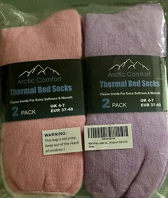 £2 • Buy 4 Pairs Of Women’s Artic Comfort Thermal Bed Socks Size 4-7