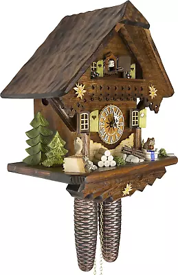 German Cuckoo Clock - Summer Meadow Chalet With 8-Day-Movement - 13 1/3 Inches H • $453.93