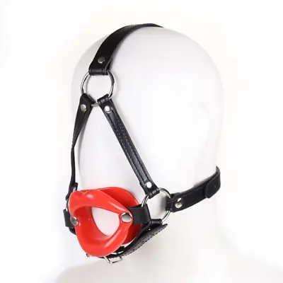 Silicone Lips O-Ring Mouth Gag With Head Harness Open Oral Fixation BDSM Bondage • $12.89