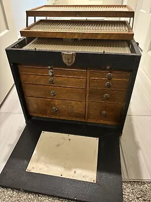 Vintage Traveling Dental Cabinet Case  W/ 10 Quarter Sawn Oak Drawers • $200