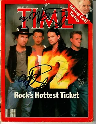  RARE! “U2  Group Signed Time Magazine Cover Dated 1987 • $999.99