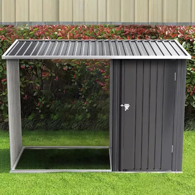 Galvanized Steel Log Store Wood Firewood Outdoor Garden Metal Storage Tool Shed • £145.95