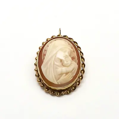 LS Peterson 12K Gold Filled Madonna Mother Child Cameo Brooch Pin Pendant • $229