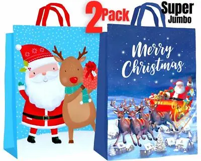£8.99 • Buy Super Jumbo Christmas Non Woven Santa Sack Vintage Gift Bag 68x48cm Xmas -2 Pack