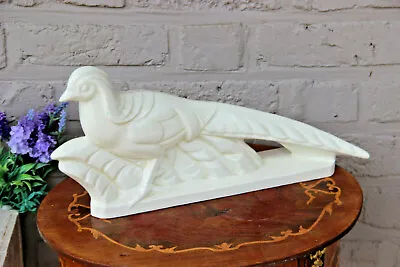 $210 • Buy Vintage French  Craquele Ceramic Peacock  Bird Figurine Statue 1950 