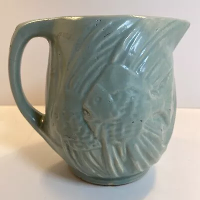 Vintage 1935 NM Nelson McCoy Aqua / Turquoise 6   Angel Fish Pitcher HTF Color • $35