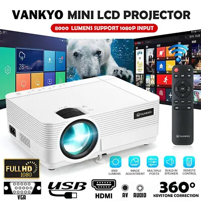 VANKYO Mini WiFi Projector 1080P HD LCD Home Theater Cinema Video Movie HDMI USB • $34.94
