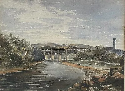 Mid 19th Century Locomotive Watercolour Railway Bridge Of Dee Aberdeen Scotland • £385