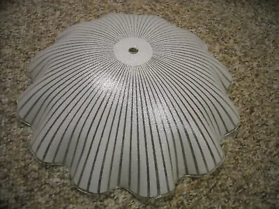 Vintage 90's Ceiling Fixture Shade Globe Stripes Scallops 14  Diameter W Fixture • $28.95