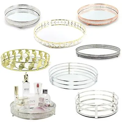 Decorative Mirrored Tray | Tealight Candle Holder Plate |Vanity Perfume Tray • £8.99
